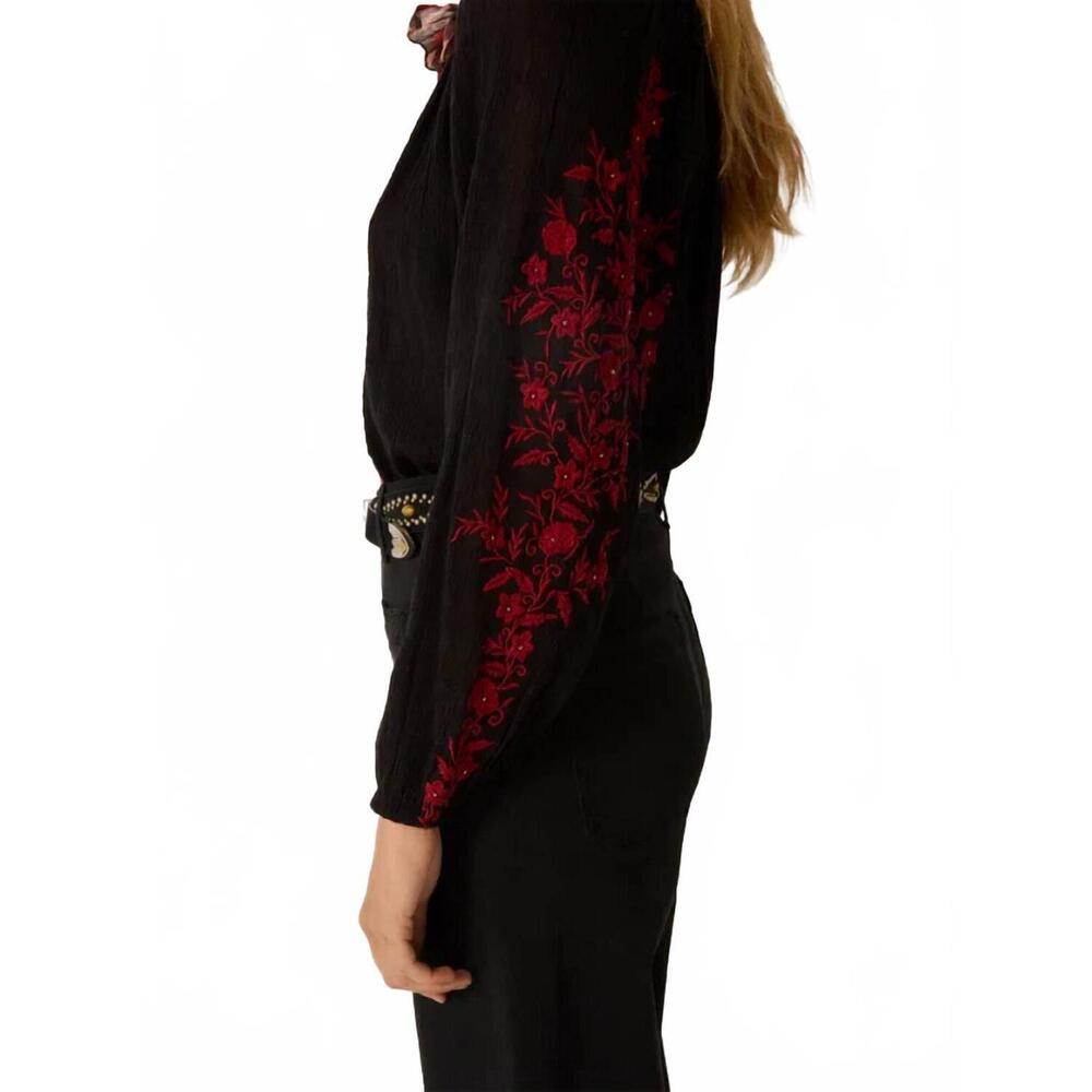 NEW MAISON HOTEL greta embroidered blouse in berry - Picture 3 of 3